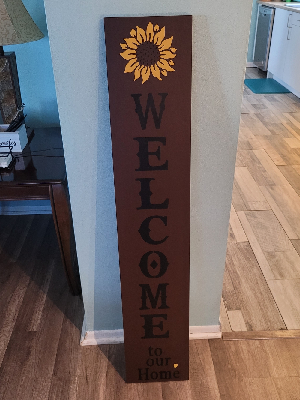Hand Painted Welcome Sunflower Porch Sign